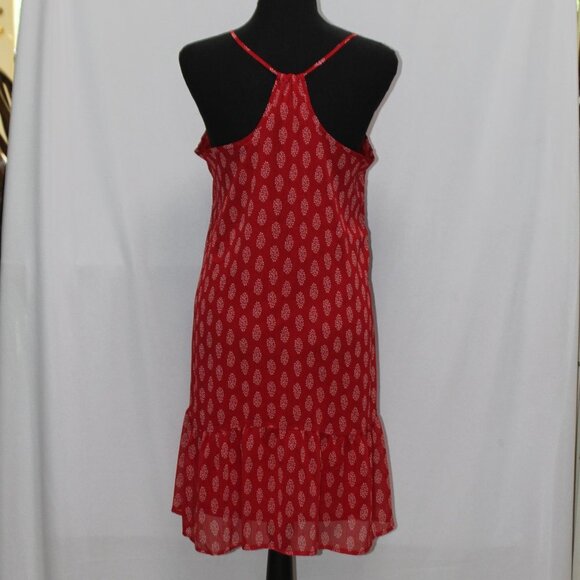 Old Navy Red and White Pattern Strappy Sun Dress with Ruffle Hem - Picture 7 of 15